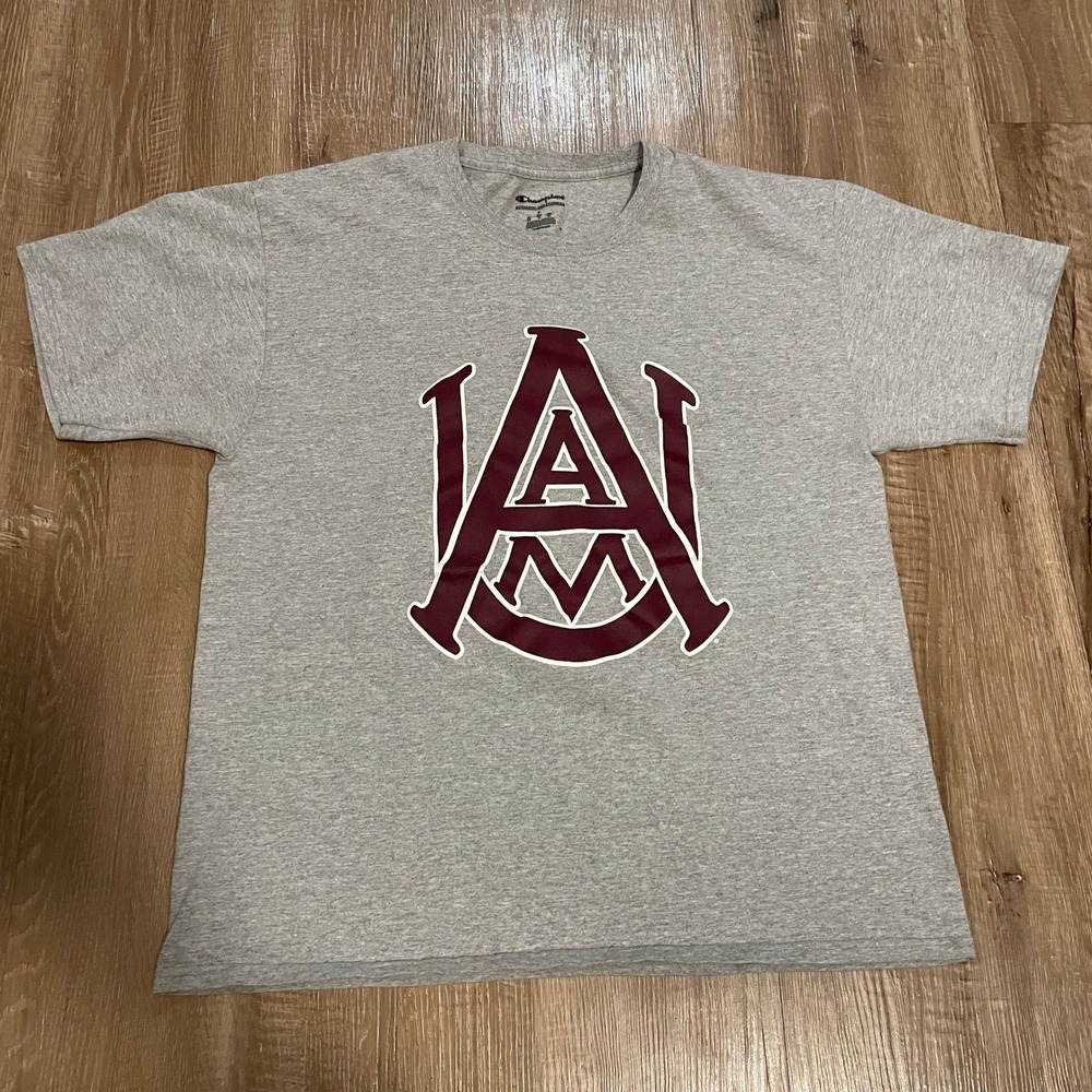 Champion Alabama A&M Bulldogs Mens T-Shirt Large Gray Cotton NCAA Graphic Tee